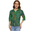 Peacock Paradise Jungle Women s Quarter Sleeve Pocket Shirt View1