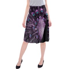 Purple Peacock Midi Beach Skirt by Bedest