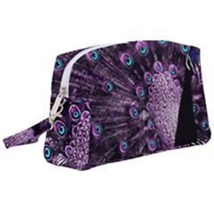 Purple Peacock Wristlet Pouch Bag (large) by Bedest