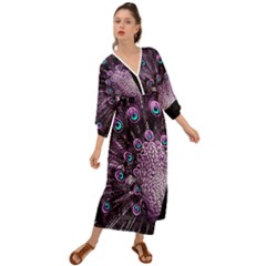 Purple Peacock Grecian Style  Maxi Dress by Bedest