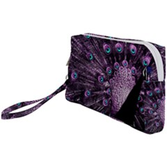 Purple Peacock Wristlet Pouch Bag (small) by Bedest