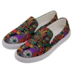 Cute Cartoon Doodle Men s Canvas Slip Ons by Bedest