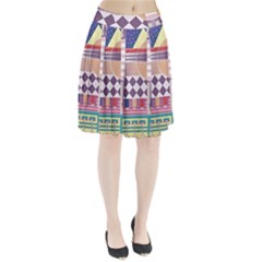 Abstract Shapes Colors Gradient Pleated Skirt by Ravend