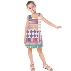 Abstract Shapes Colors Gradient Kids  Sleeveless Dress by Ravend