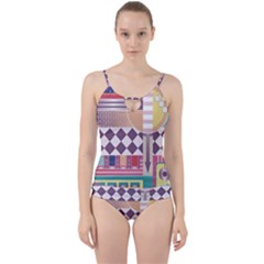 Abstract Shapes Colors Gradient Cut Out Top Tankini Set by Ravend