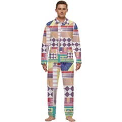 Abstract Shapes Colors Gradient Men s Long Sleeve Velvet Pocket Pajamas Set by Ravend