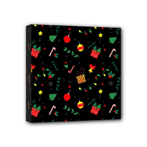 Christmas Pattern Texture Colorful Wallpaper Mini Canvas 4  X 4  (stretched) by Ravend