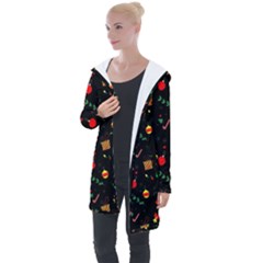 Christmas Pattern Texture Colorful Wallpaper Longline Hooded Cardigan by Ravend