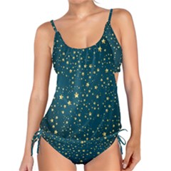 Star Golden Pattern Christmas Design White Gold Tankini Set by Ravend