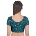 Star Golden Pattern Christmas Design White Gold Velvet Short Sleeve Crop Top  View2