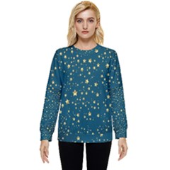 Star Golden Pattern Christmas Design White Gold Hidden Pocket Sweatshirt by Ravend