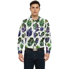 Leaves Watercolor Ornamental Decorative Design Men s Long Sleeve Pocket Shirt  by Ravend