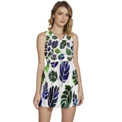 Leaves Watercolor Ornamental Decorative Design Sleeveless High Waist Mini Dress by Ravend