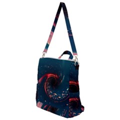 Fluid Swirl Spiral Twist Liquid Abstract Pattern Crossbody Backpack