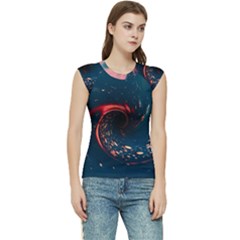 Fluid Swirl Spiral Twist Liquid Abstract Pattern Women s Raglan Cap Sleeve T-shirt