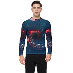 Fluid Swirl Spiral Twist Liquid Abstract Pattern Men s Long Sleeve Rash Guard by Ravend