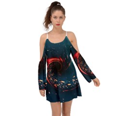 Fluid Swirl Spiral Twist Liquid Abstract Pattern Boho Dress by Ravend