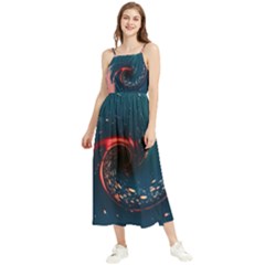 Fluid Swirl Spiral Twist Liquid Abstract Pattern Boho Sleeveless Summer Dress by Ravend