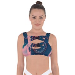 Fluid Swirl Spiral Twist Liquid Abstract Pattern Bandaged Up Bikini Top by Ravend