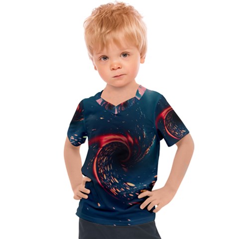 Fluid Swirl Spiral Twist Liquid Abstract Pattern Kids  Sports T-shirt by Ravend