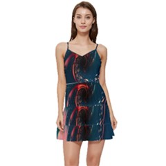 Fluid Swirl Spiral Twist Liquid Abstract Pattern Short Frill Dress by Ravend