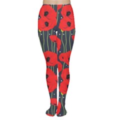 Background Poppies Flowers Seamless Ornamental Tights by Ravend