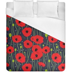 Background Poppies Flowers Seamless Ornamental Duvet Cover (california King Size) by Ravend