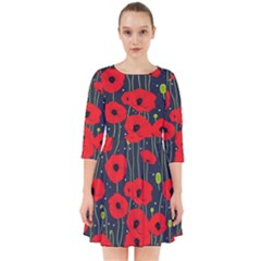 Background Poppies Flowers Seamless Ornamental Smock Dress by Ravend