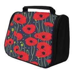 Background Poppies Flowers Seamless Ornamental Full Print Travel Pouch (small) by Ravend