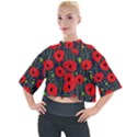 Background Poppies Flowers Seamless Ornamental Mock Neck T-Shirt View1