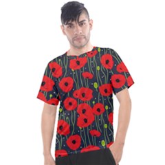 Background Poppies Flowers Seamless Ornamental Men s Sport Top