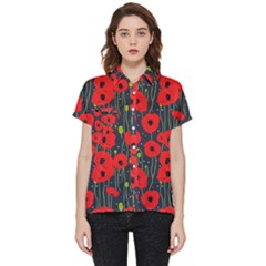 Background Poppies Flowers Seamless Ornamental Short Sleeve Pocket Shirt by Ravend