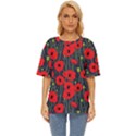 Background Poppies Flowers Seamless Ornamental Oversized Basic T-Shirt View1