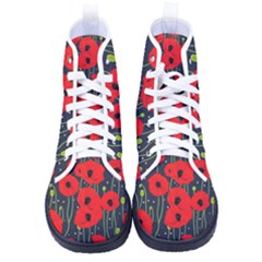 Background Poppies Flowers Seamless Ornamental Women s High-top Canvas Sneakers by Ravend