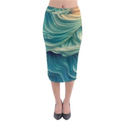 Art Pattern Artis Hands Illustration Midi Pencil Skirt by Ravend