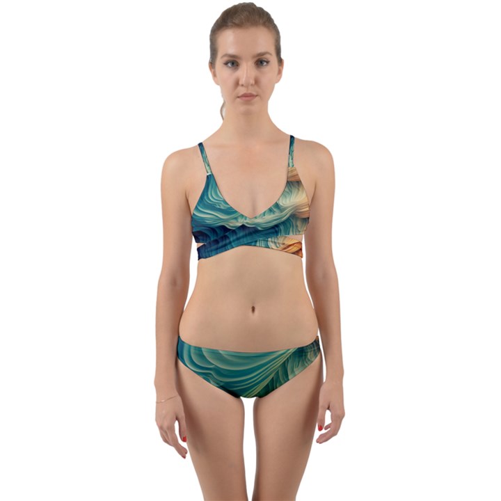 Art Pattern Artis Hands Illustration Wrap Around Bikini Set