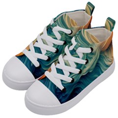 Art Pattern Artis Hands Illustration Kids  Mid-top Canvas Sneakers by Ravend