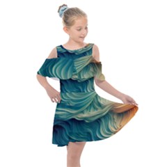 Art Pattern Artis Hands Illustration Kids  Shoulder Cutout Chiffon Dress by Ravend