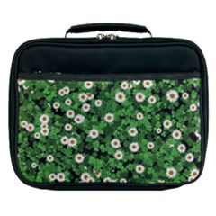 Daisies Clovers Lawn Digital Drawing Background Lunch Bag by Ravend