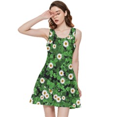 Daisies Clovers Lawn Digital Drawing Background Inside Out Racerback Dress by Ravend