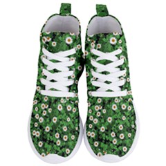 Daisies Clovers Lawn Digital Drawing Background Women s Lightweight High Top Sneakers by Ravend