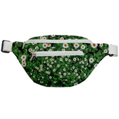 Daisies Clovers Lawn Digital Drawing Background Fanny Pack by Ravend