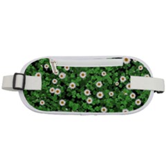 Daisies Clovers Lawn Digital Drawing Background Rounded Waist Pouch by Ravend