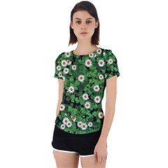 Daisies Clovers Lawn Digital Drawing Background Back Cut Out Sport T-shirt by Ravend