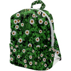 Daisies Clovers Lawn Digital Drawing Background Zip Up Backpack by Ravend