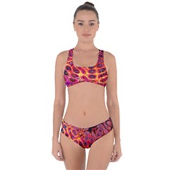 Fractal Black Texture Wallpaper Art Design Criss Cross Bikini Set by Ravend