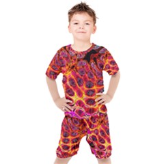 Fractal Black Texture Wallpaper Art Design Kids  T-shirt And Shorts Set by Ravend