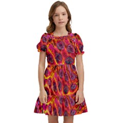 Fractal Black Texture Wallpaper Art Design Kids  Puff Sleeved Dress by Ravend