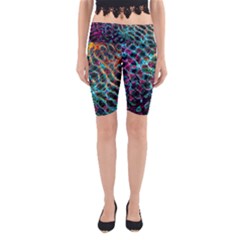 Fractal Abstract Waves Background Wallpaper Yoga Cropped Leggings by Ravend