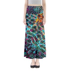 Fractal Abstract Waves Background Wallpaper Full Length Maxi Skirt by Ravend